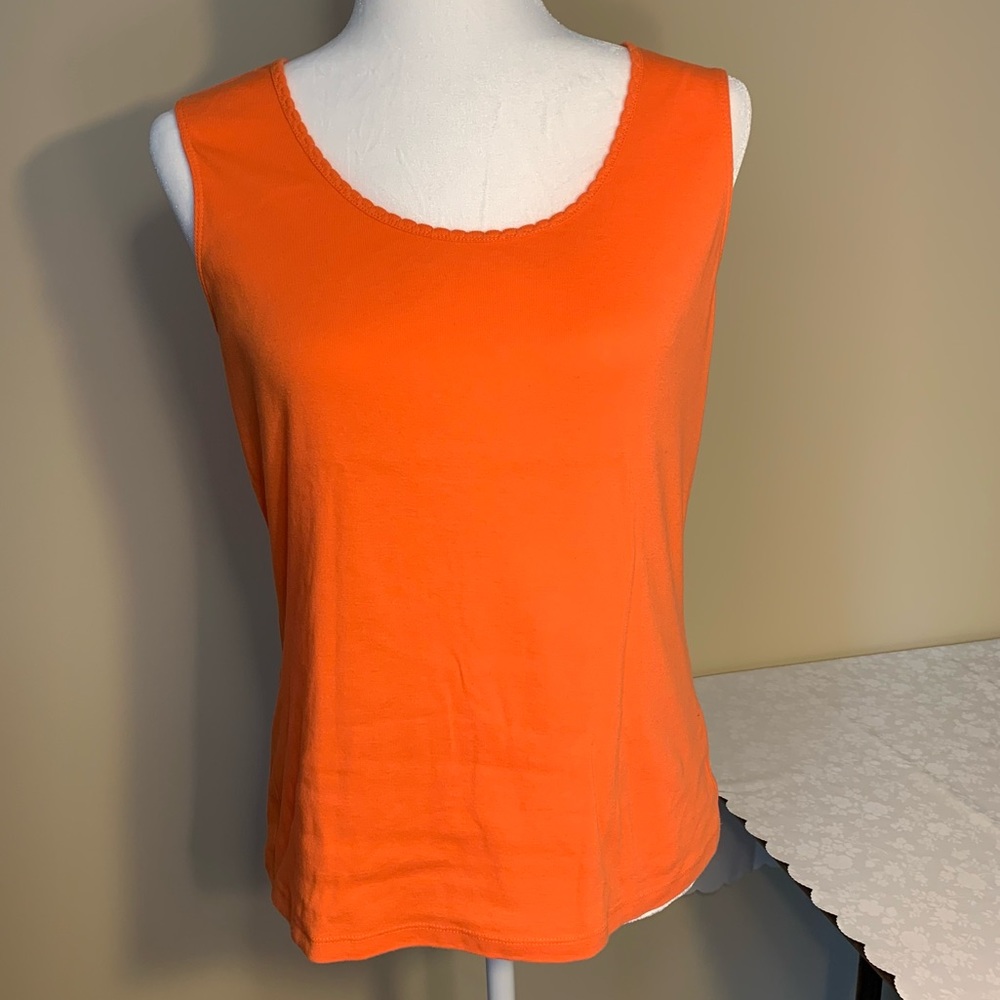 EUC Top: Bright Orange Tank, Scoop Neck, Like New